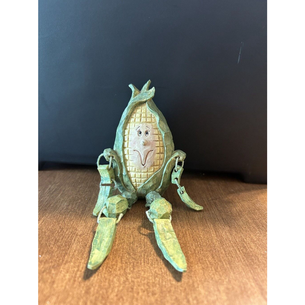Vintage Anthropomorphic Corn on the Cob Shelf Sitter, Vegetable Shelf Sitter